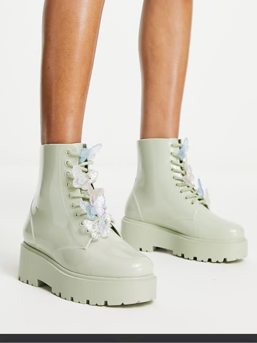 ASOS sage green platform boots